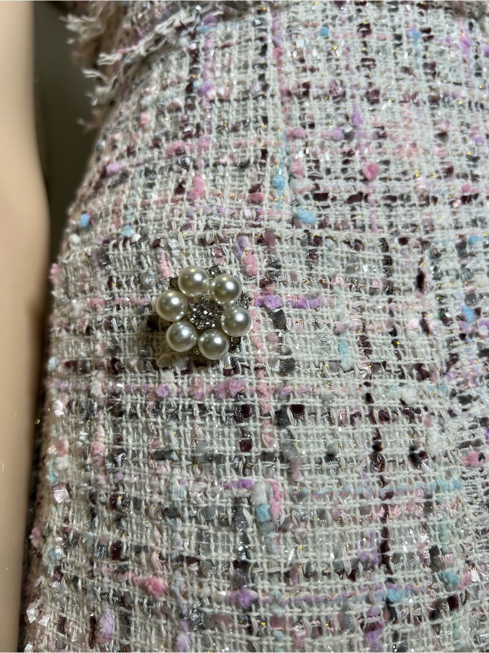 Sleeveless Tweed A-Line Dress in Pastel Pink - Picture 10 of 15